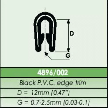 4896/002 EDGE TRIM BLACK PVC