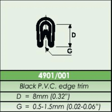 4901/001 EDGE TRIM BLACK PVC