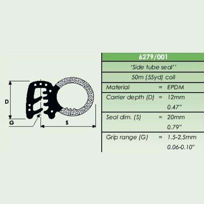 6279/001 DRAUGHT EXCLUDER BLACK EPDM